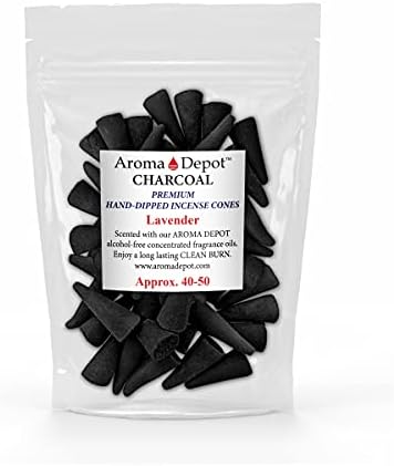 1 Inch Charcoal Topflow Incense Cones Lavender 40-50 Pack