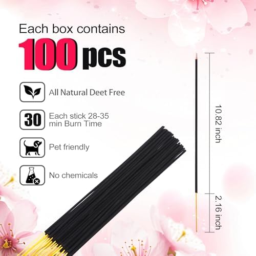 RELCHANE Sakura Incense Sticks 100pcs Natural Cherry Blossom Scent