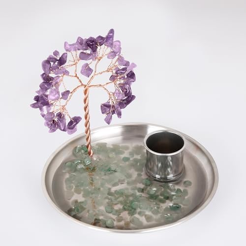 OTOFY Purple Crystal Tree Incense Holder for Palo Santo