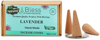 Bless International Lavender Natural Incense Cones Handmade Organic Free for Relaxation Meditation
