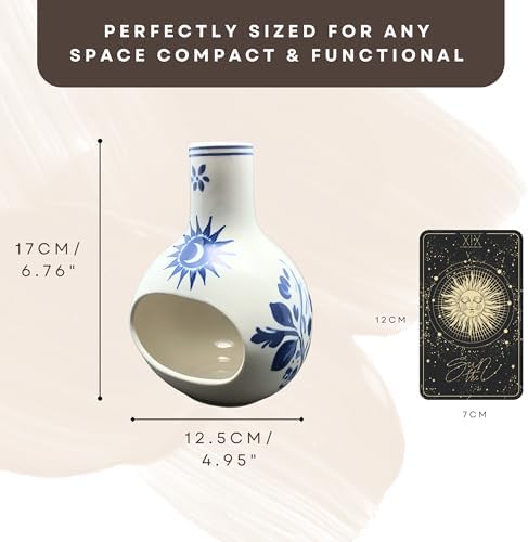 Ceramic Palo Santo Burner with Ash Catcher Floral Design