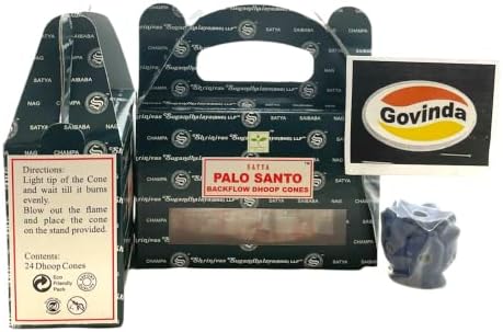 Govinda Bangalore BNG Palo Santo Backflow Cones 48 Pcs with Burner