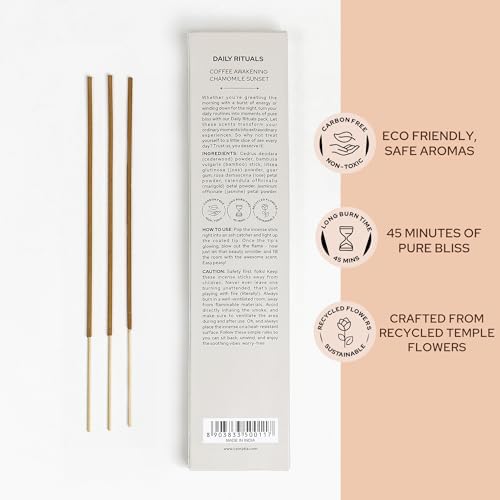 Carnatia Daily Rituals Incense Sticks Set Coffee Chamomile Scents for Morning Energy Evening Relaxation