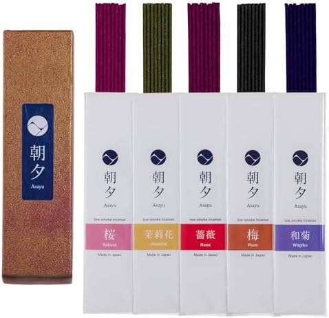 Asayu Japan Incense Sticks Assortment 5 Floral Fragrances 20g