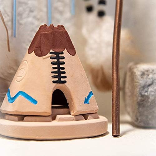 Teepee Wood Incense Burner with 20 Pine Incense Bricks