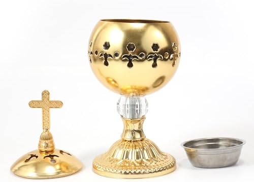 Nazareth Store Gold Incense Burner Charcoal Brass Cross 79 Aromatherapy Decorative Holder