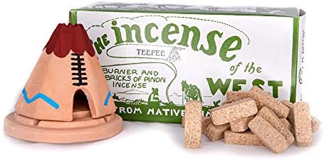 Teepee Wood Incense Burner with 20 Pine Incense Bricks