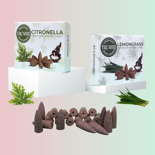 TRUMIRI Backflow Incense Cones 20-Pack Citronella Lemongrass