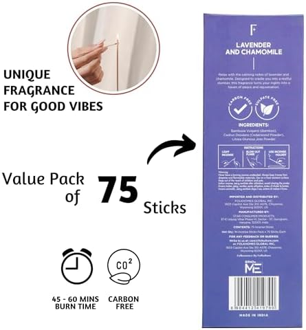 Folkulture Organic Incense Sticks for Meditation Pack of 75 8 Long