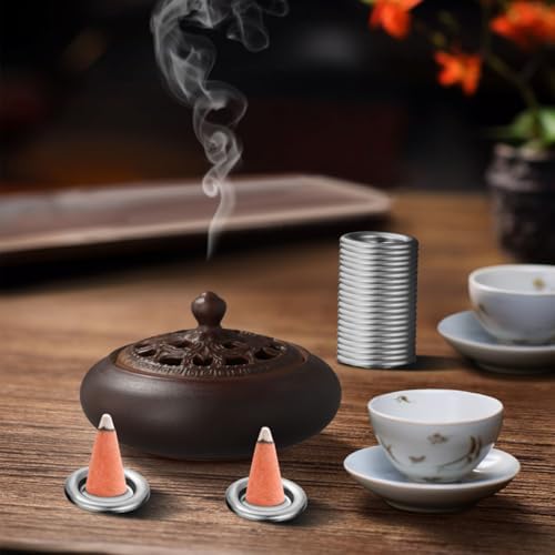 POPETPOP 50Pcs Tower Incense Trays - Silver Metal Plates for Home Decor
