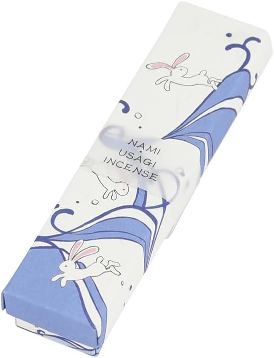 Hasegawa Incense Sticks - Prosperity Leap Fresh Sea Breeze with Artful Wave-Hopping Rabbit Design Washi Wrap Packaging
