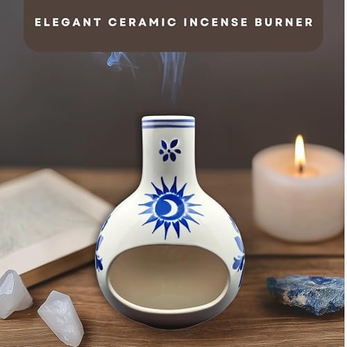 Ceramic Palo Santo Burner with Ash Catcher Floral Design