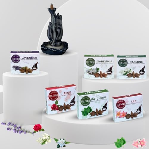 Trumiri Floral Backflow Incense Cones - 60 Large Variety Pack