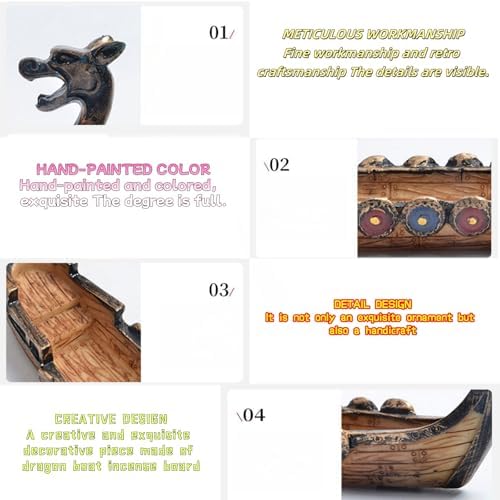 COSIBOA Retro Dragon Boat Incense Burner Holder