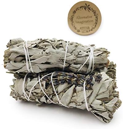 White Sage Smudge Sticks with Dried Lavender Buds - Pack of 3