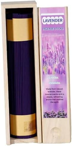 Lavender Incense Sticks with Wooden Box and Holder