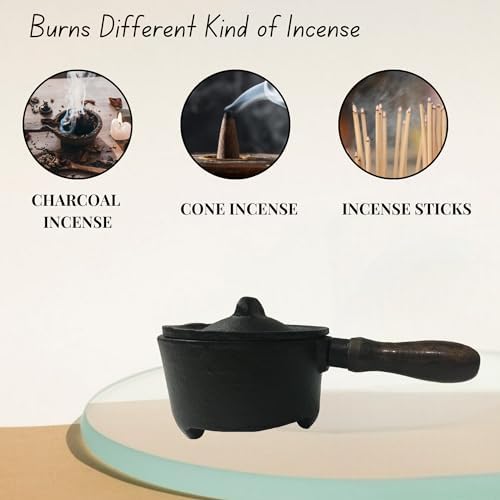 Vrinda Black Iron Incense Burner with Lid - Compact and Durable
