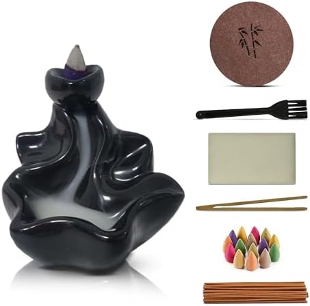 Ceramic Backflow Incense Holder Waterfall Burner Set