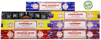 Earth Satya Incense Sticks Set of 7 - Nag Champa Sandalwood Lavender Citronella Meditation Healing and Relaxation