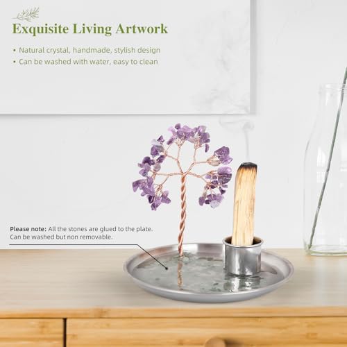 OTOFY Purple Crystal Tree Incense Holder for Palo Santo
