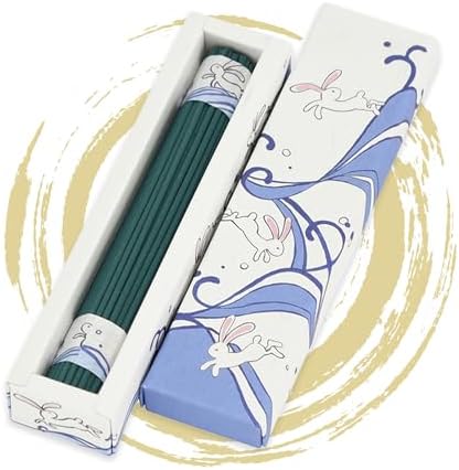 Hasegawa Incense Sticks - Prosperity Leap Fresh Sea Breeze with Artful Wave-Hopping Rabbit Design Washi Wrap Packaging