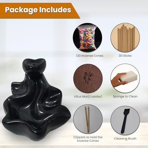 Ceramic Backflow Incense Holder Waterfall Burner Set