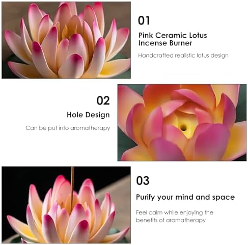 Pink Ceramic Lotus Incense Burner - Decor Fragrance Holder
