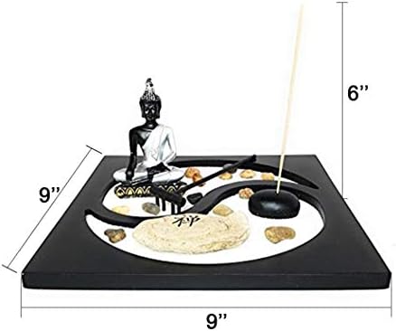 Royal Brands Yin Yang Zen Garden with Buddha Sand Rock Rake and Incense Holder