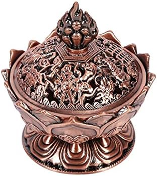Red Bronze Lotus Incense Burner with Backflow Design