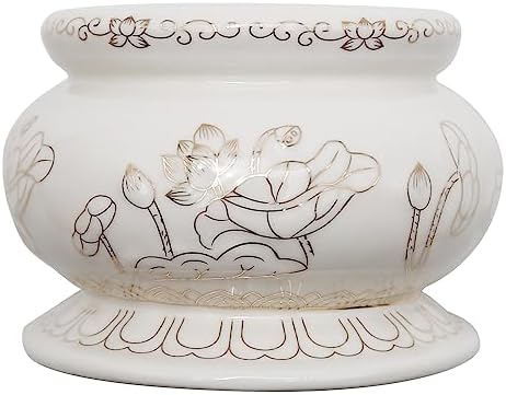 4-Inch White Ceramic Incense Burner Pot for Meditation and Prayer