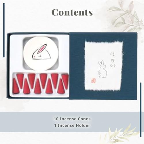 Hasegawa Rabbit Series Incense Cone Set 10 Cones with Holder