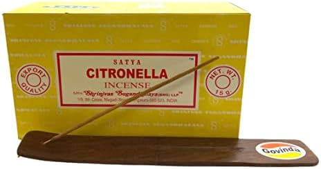 Govinda Incense Stick Holder Bundle with Satya Bangalore BNG Incense Sticks - 12 Boxes x 15 Grams