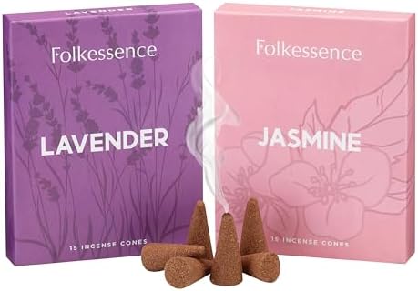 Folkulture Incense Cones Set of 20 Lavender Jasmine Variety Pack