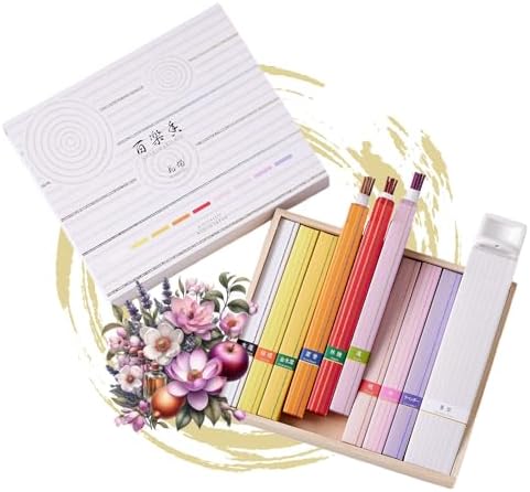 Hasegawa Assorted Japanese Incense Set - 9 Varieties with White Long Incense Holder