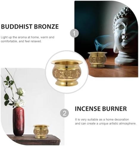 HEALLILY Buddhist Incense Holder Copper Offering Bowl Decor