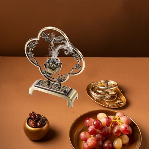 Homoyoyo Mini Hanging Incense Burner Vintage Alloy Censer with Chain Decorative Lotus Ball for Home Meditation