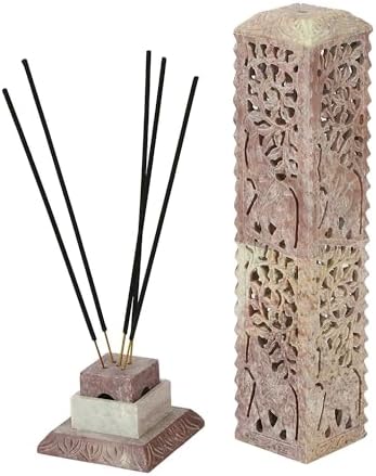 Handmade Carving Soapstone Incense Stick Holder Tower