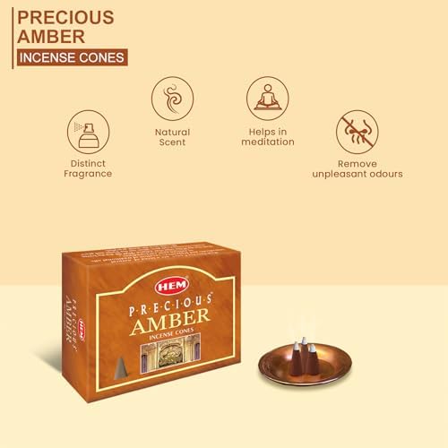 HEM Precious Amber Incense Cones Pack of 12