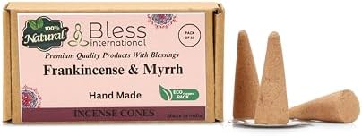 Bless International Frankincense and Myrrh Natural Incense Cones for Purification and Relaxation