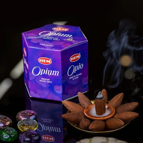 HEM Opium Backflow Brown Incense Cones - Pack of 40