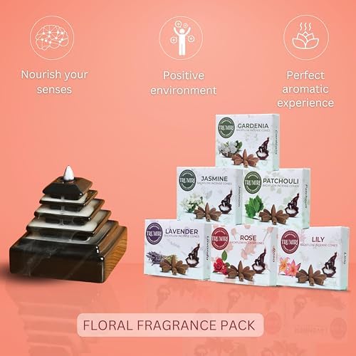 Trumiri Floral Backflow Incense Cones - 60 Large Variety Pack