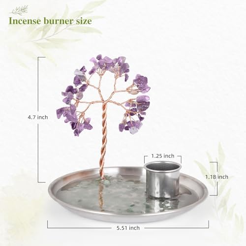 OTOFY Purple Crystal Tree Incense Holder for Palo Santo