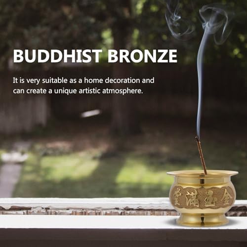 HEALLILY Buddhist Incense Holder Copper Offering Bowl Decor