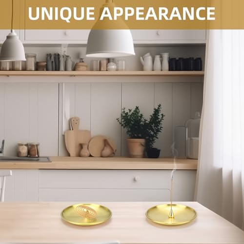 Baderke 4 in 1 Incense Burner Set 12 Pieces Brass Holder for Sticks Coils Cones and Ash Catcher