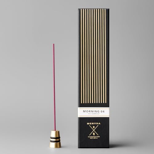 MENVHA Japanese Incense Sticks with Brass Holder Set - 30 Sticks Morning04 Rose Series
