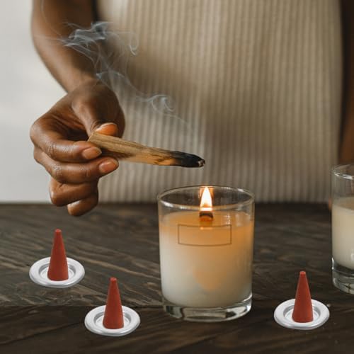 POPETPOP 50Pcs Tower Incense Trays - Silver Metal Plates for Home Decor