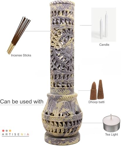 Handmade Carving Soapstone Incense Holder Tower