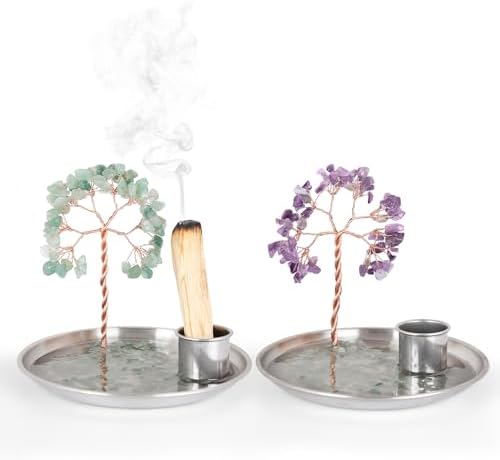 OTOFY Purple Crystal Tree Incense Holder for Palo Santo