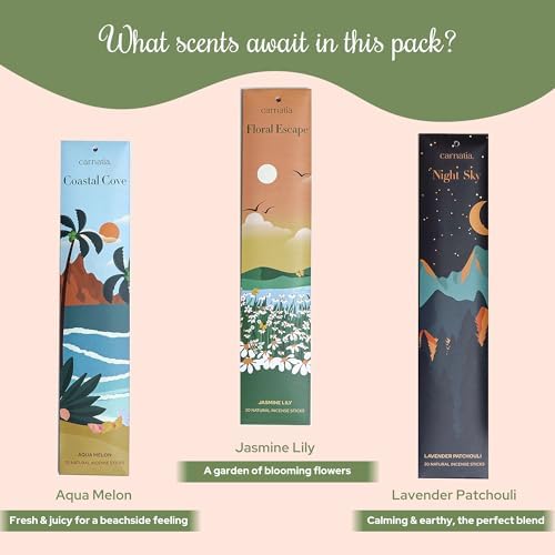 Carnatia Nature Incense Sticks Set of 6 for Stress Relief and Inner Peace