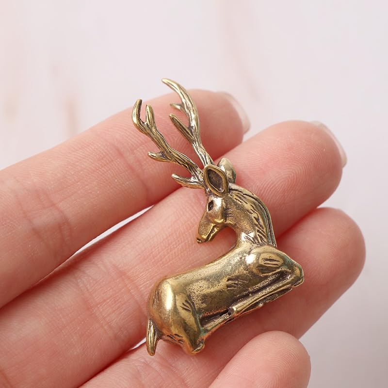 4Pcs Adorable Deer Figurine Solid Brass Decor